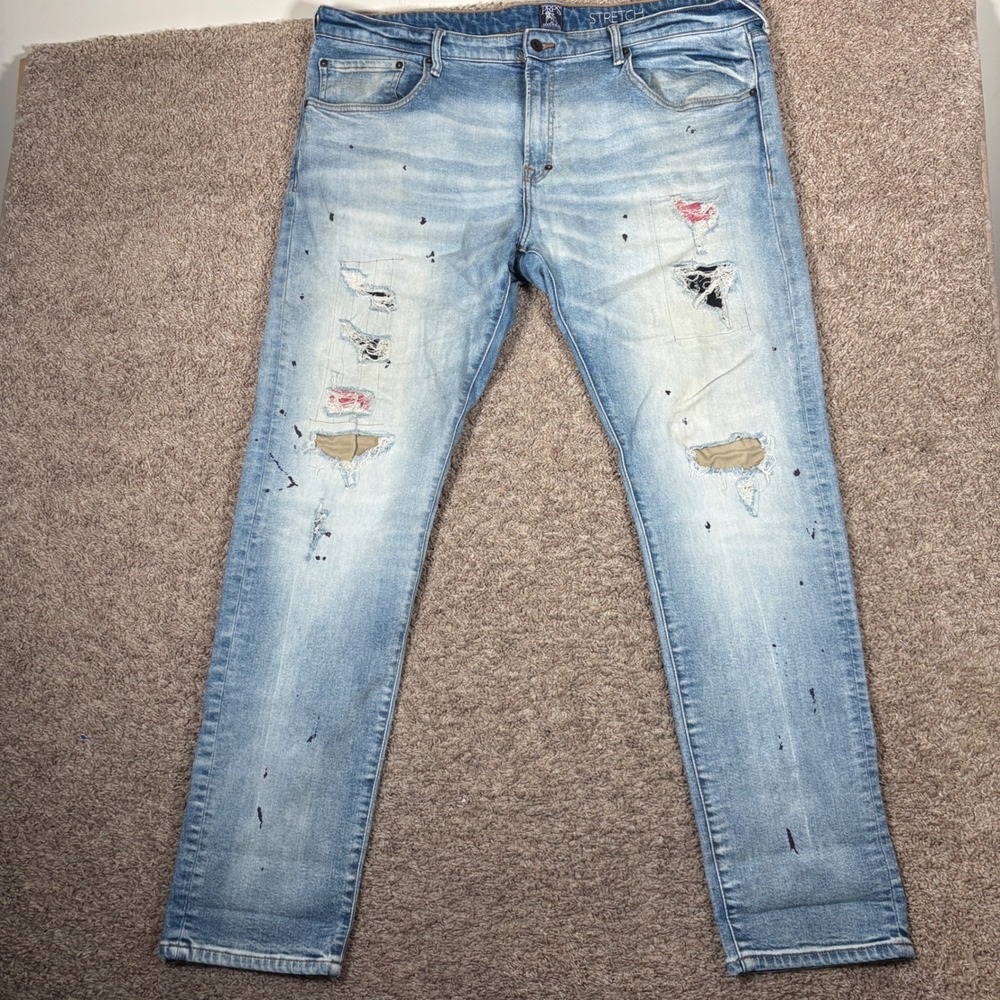 PRPS Goods & Co Mens 42 (Fits 44x34) Distressed Patchwork Stretch Jeans